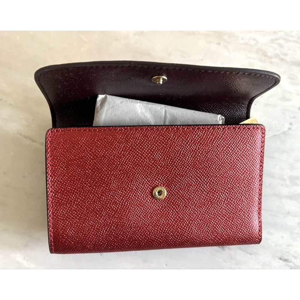 Coach Metallic Currant Crossgrain Leather Medium Envelope Wallet - New - Picture 5 of 6